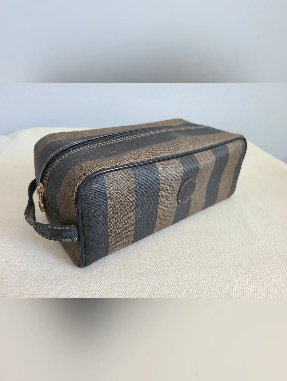 Fendi Striped Toiletry Travel Cosmetic Case